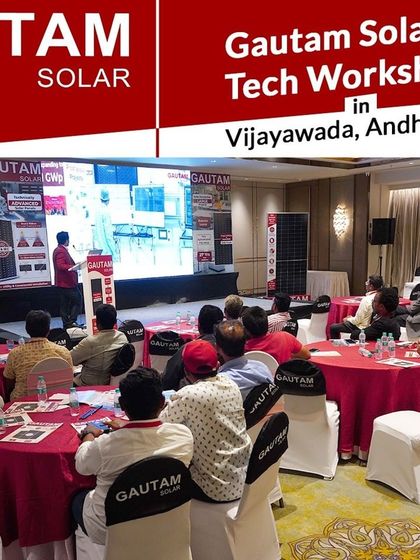 The audience at our Vijayawada workshop, where we shared insights on the latest advancements in solar panel technology.