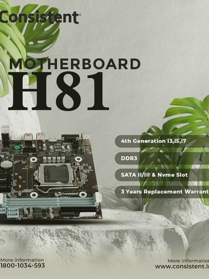 For 4th generation Intel builds, our H81 motherboard offers stability and essential features. It supports DDR3 RAM and includes an NVMe slot, providing a reliable platform with a 3-year replacement warranty.