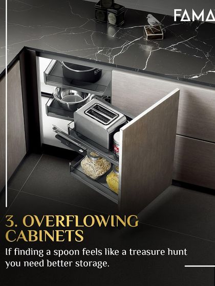 If finding a spoon feels like a treasure hunt, you need better storage. This image shows a magic corner unit, a pull-out system that makes the most of awkward corner cabinets, bringing your toaster, jars, and pots right to you.