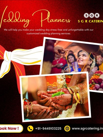 Images of a smiling bride and the 'Saptapadi' ritual, representing the sacred bond of marriage. We provide customized wedding planning services to make your day stress-free and unforgettable.
