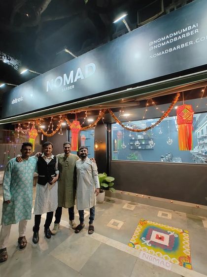 Celebrating Diwali with my team at the shop. We've built more than just a business; we've created a community. These are the guys who help bring the Nomad Barber experience to life every day.