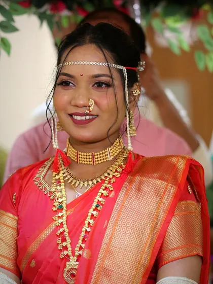 A candid shot of the bride during the ceremony. Her makeup is subtle enough to look natural but effective enough to make her features pop.