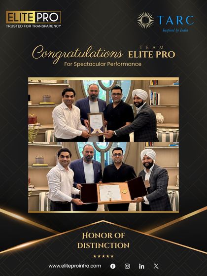 Our leadership team is pictured here receiving the "Honor of Distinction" from TARC Limited. This award from a renowned developer recognizes our spectacular performance and leadership in the real estate sector.