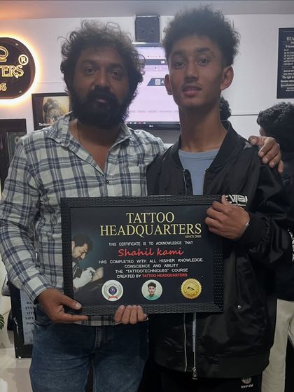 May batch graduate Shahid Kami with his certificate. We are committed to nurturing the next generation of talented tattoo artists.