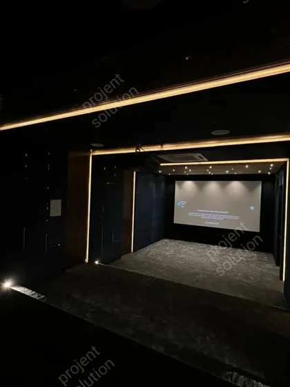 Lighting is a key element of the cinematic experience. We use architectural LED strip lighting to create dramatic, immersive entryways and room effects that build anticipation before the movie even starts.