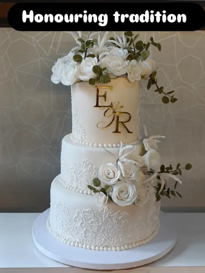 I have a deep respect for tradition, and this classic three-tier Christian wedding cake is a testament to that. It's a rich, moist fruit cake covered in marzipan and fondant, decorated with intricate lace work and handmade sugar flowers. This cake is made to stand the test of time, just like a marriage.