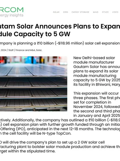 We are expanding our solar module manufacturing capacity to 5 GW by 2025 and launching an IPO to fund a 2 GW solar cell manufacturing plant. This ambitious plan, covered by Mercom, will bolster our production and support India's energy goals.