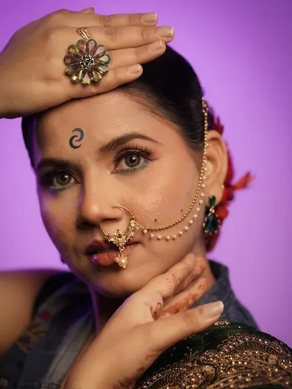 Another angle of the editorial look, showcasing the flawless base and intricate details. This is the standard of artistry we uphold at the academy.