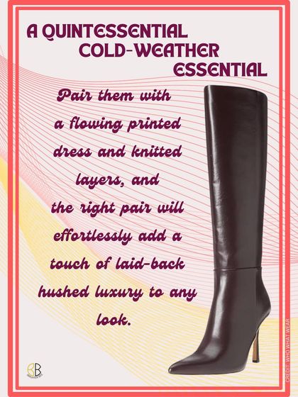 A quintessential cold-weather essential: the knee-high boot. Pair them with a printed dress and knitted layers for a touch of laid-back, hushed luxury that is effortlessly chic.