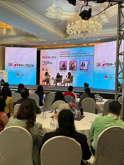 A view from the audience during my panel discussion at the Fem-Tech Summit. The setup and atmosphere of an event play a huge role in the overall impact of the session.