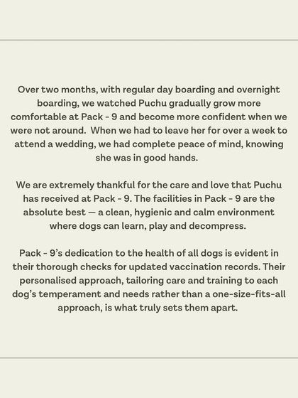 Puchu's testimonial highlights our personalized approach and dedication to health and hygiene.