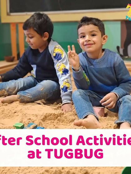 Two boys enjoying the sandpit after school. It's a great way for them to unwind and engage in sensory play.