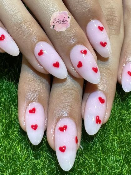 A sweet and simple design with a baby boomer base and tiny red hearts.