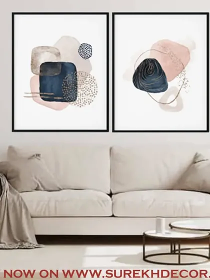 This set of two framed prints features medieval-inspired geometric patterns. The abstract designs in a sophisticated color palette are perfect for adding a touch of modern elegance to your home.