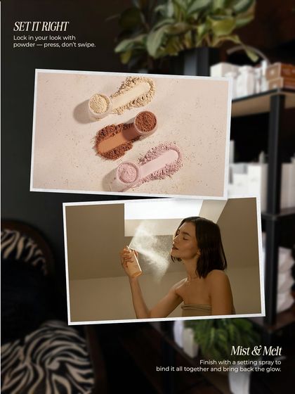 The final steps to lock in your look. We teach professional techniques for setting makeup with powder and using a setting spray to melt products together for a lasting, radiant glow.