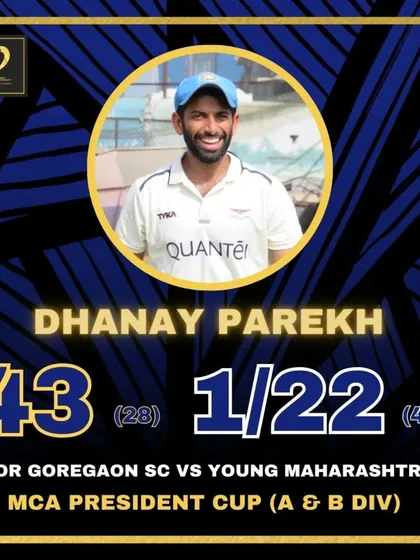 An excellent all-round display by Dhanay Parekh in the MCA President Cup.