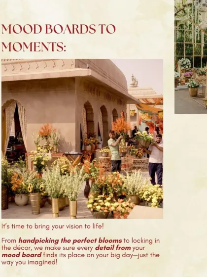 From mood board to reality. I oversee the entire production process, ensuring every detail from your vision, like the handpicked florals and decor elements, is executed perfectly on your wedding day.