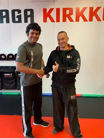 Our Regional Representative Rhys Vaz with Master Zeev Cohen, head of the KMG Junior Program, in Finland. We are always learning from the best to improve our kids' curriculum.