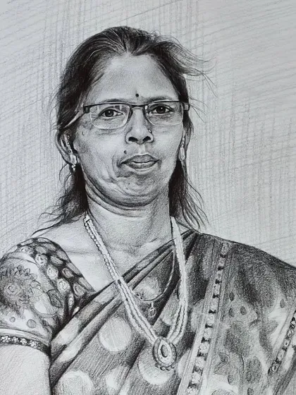 An example of my classic graphite pencil sketch work on A4 paper. I focus on achieving realism and capturing the subject's personality through detailed shading and fine lines, from the subtle strands of hair to the pattern on the saree.