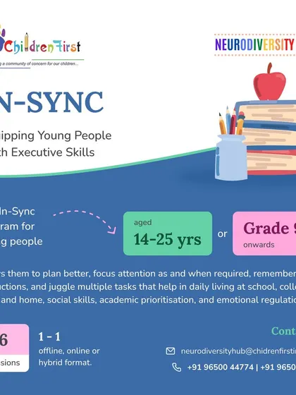 We support young people through every stage of their journey. The "In-Sync" program is specifically designed for teens and young adults aged 14-25, equipping them with the executive skills needed to manage school, work, and life. This program helps them plan better, focus, and regulate emotions.