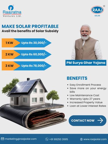 Raaj Solar - Residential & Commercial Solar Solutions Maximize Your Savings with Government Subsidies photo 3