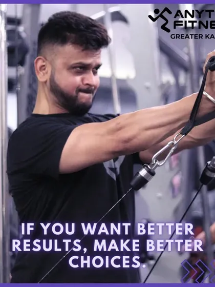 If you want better results, make better choices. A member shows intense focus during a cable fly exercise.