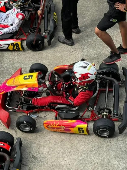 An overhead shot of our Micro driver in his colorful kart at the Asia Max Trophy.