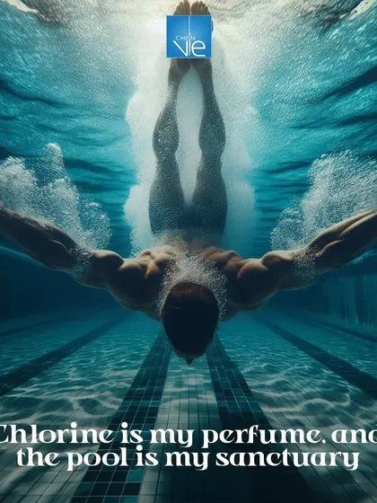 For dedicated swimmers, the pool is a sanctuary. This image captures the feeling of being completely at home in the water, where every dive is a return to your element.