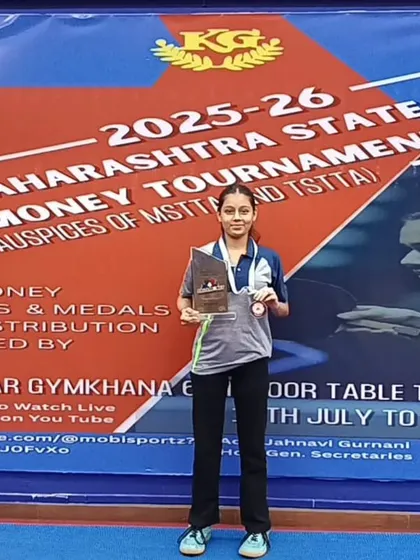 Sana Jamsutkar after winning the U-15 Girls Event at the Maharashtra State Prize Money Tournament. Her hard work and focus are clearly paying off.
