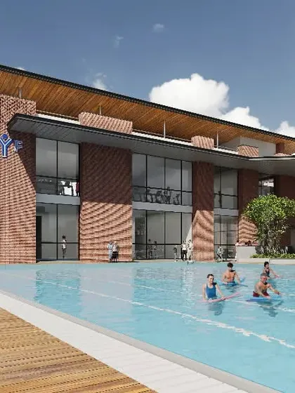 Our work extends to creating impactful public and institutional spaces. For the KMYF Rehabilitation Center, we designed an inviting poolside area that serves as a therapeutic and recreational hub, using natural materials and open space to foster a sense of hope and healing.