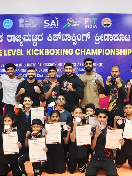 This is our team of under-18 champions after the State Kickboxing Championship. Every medal here is a result of sweat, discipline, and teamwork. We train together, we win together. This is the home of champions.