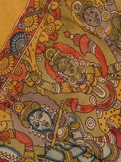 This is a glimpse into my Kalamkari Edition, featuring a wide array of hand-painted dupattas and fabrics from the Indralokam series. Each piece is a unique story, available for you to customize into your dream outfit.