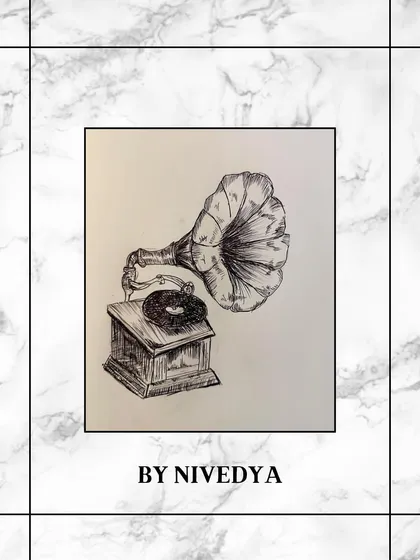 A wonderful sketch of a vintage gramophone. Nivedya has done a great job with the shading to give the object a three-dimensional feel.