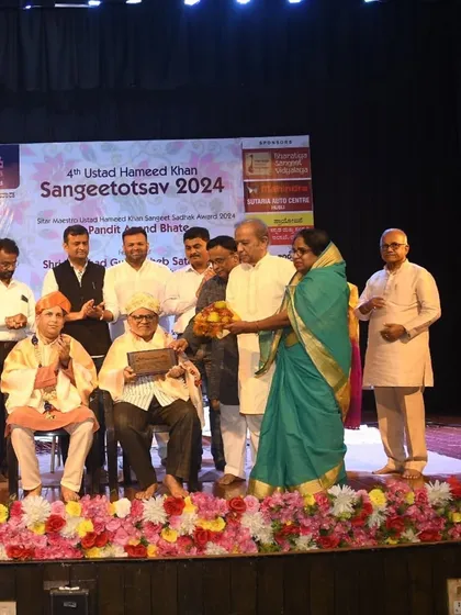Another moment from the felicitation ceremony in Dharwad. It is a great honor for our family to be recognized on such respected platforms for our contribution to music.