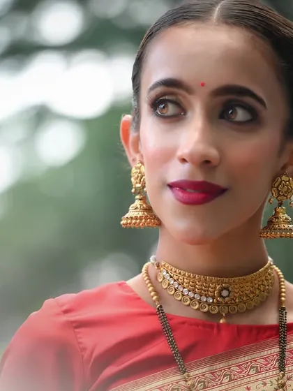 A classic portrait from the jewelry campaign, with the model looking off-camera.