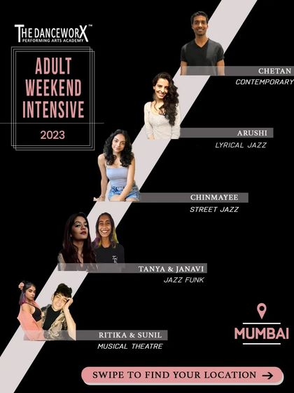 My Adult Weekend Intensive program in Mumbai offers a packed schedule of workshops in styles like Contemporary, Lyrical Jazz, Street Jazz, and Musical Theatre.
