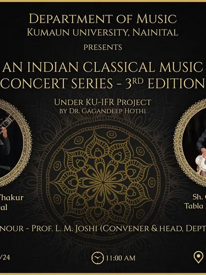 I was pleased to invite everyone to a special concert at Kumaon University, Nainital, where I performed serene morning Raagas with Shri Chitrank Pant on Tabla.