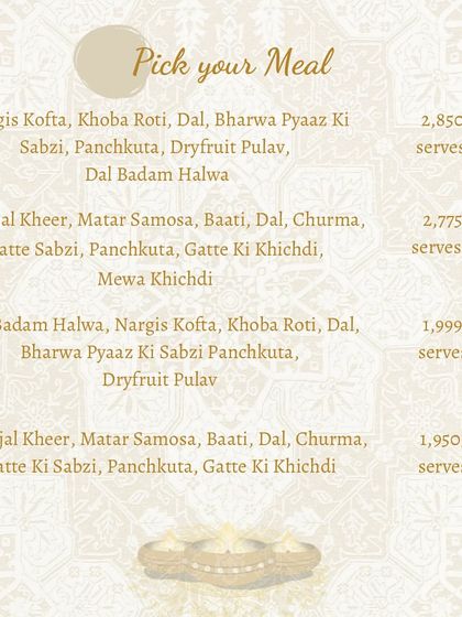 For Diwali, we offer complete meal packages that serve two or four people. Choose from authentic Rajasthani thalis featuring dishes like Nargis Kofta, Baati, and Dal Badam Halwa.