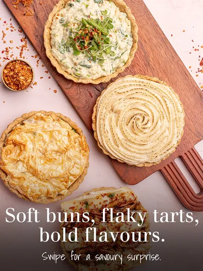 Soft buns, flaky tarts, and bold flavours. My savory bakes are the unsung heroes of any celebration table, perfect for adding a hearty and delicious element to your spread.
