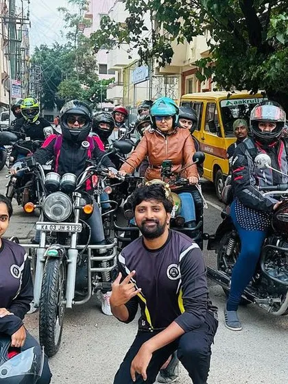 Our group posing for a photo on the streets before a ride. The excitement and anticipation are palpable.