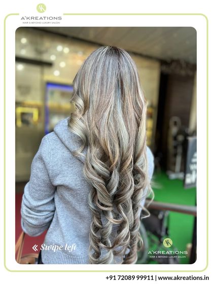 The beauty of expertly blended highlights. This cool-toned blonde and ash brown combination creates a sophisticated look with stunning dimension.