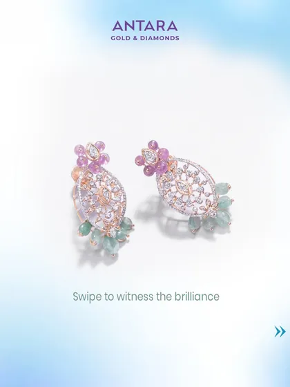 Witness the brilliance of fine craftsmanship. These earrings feature intricate openwork settings filled with diamonds, complemented by clusters of pink and light green gemstones for a delicate yet statement look.