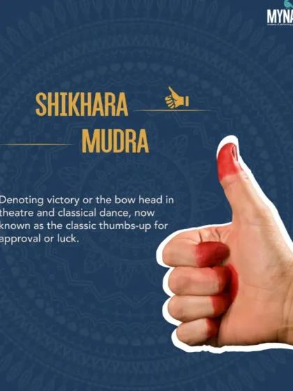 From the stage to your screen. The Shikhara Mudra, once denoting victory or a bow in theatre, is now the classic thumbs-up emoji we use for approval or luck.