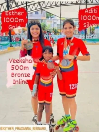 A triple win for Team ERSC at the 60th National Championships. I won gold, Aditi won silver, and our young champ Veeksha won bronze.