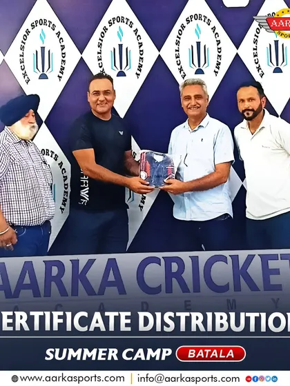 A proud moment at our Batala summer camp certificate distribution. I was honored to have officials from the Gurdaspur District Cricket Association join us to celebrate the players' hard work.
