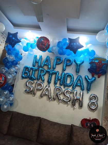 A slightly different angle of the Spider-Man wall decoration, showing the blue and silver color scheme.