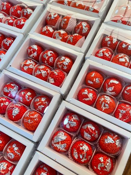 A box of six of my signature laddoo candles, ready for gifting. This is one of my most popular items for the festive season, offering a unique and affordable way to share the light.