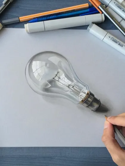My realistic drawing of a light bulb. The goal was to capture the transparency of the glass and the intricate details of the filament inside.
