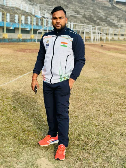 In my official SAI tracksuit at the training ground. I believe in leading by example, staying fit and ready for every practice session.