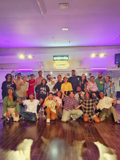 The whole crew together after a successful Collab Series. These moments of connection and celebration are what we're all about.
